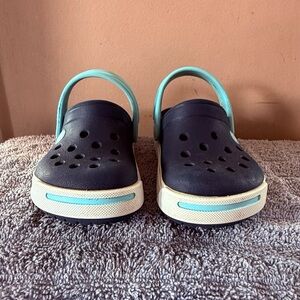 Kids Navy Blue and Teal Crocs